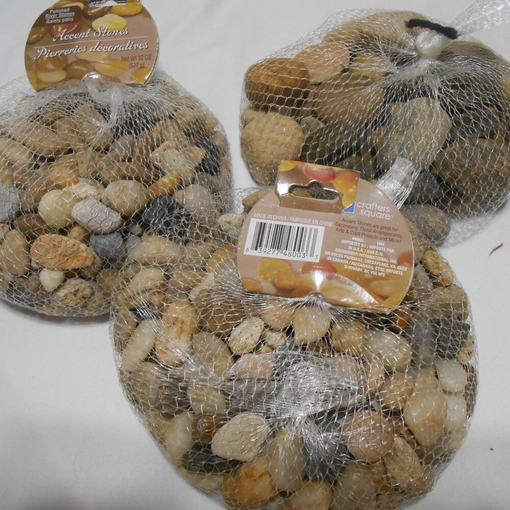 lot 3 bags of Crafters Square multicolored polished stones decorative rocks 🎇